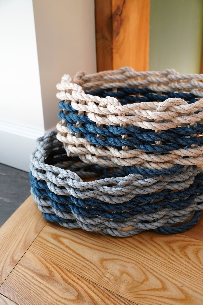 3 Stripe Rope Mat Basket Maine Rope Mats