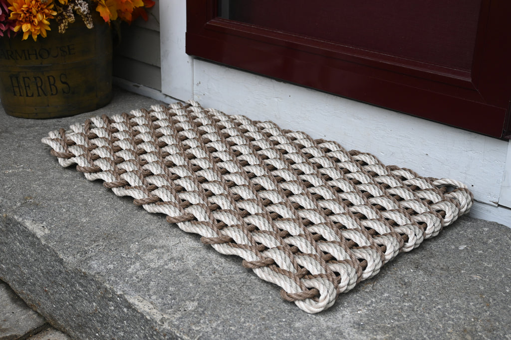 Triple Weave Brown, Dark Tan, Light Tan Rope Mat Maine Rope Mats