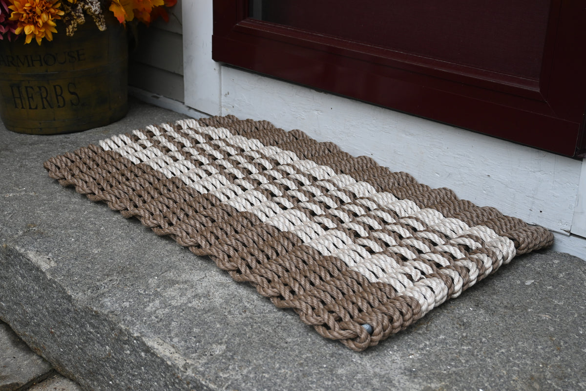 Hybrid Brown & Light Tan Rope Mat Maine Rope Mats