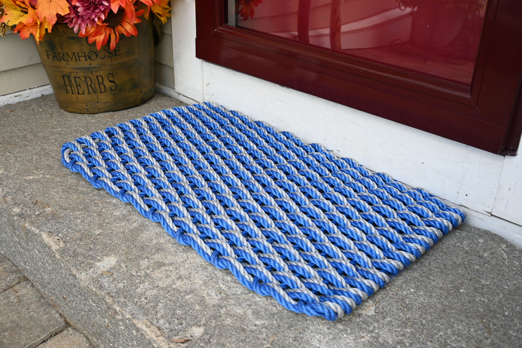 Double Weave Rope Mat Royal Blue, Silver Maine Rope Mats