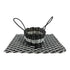 Black & Silver Double Weave Rope Mat with Black & Silver 3 Stripe Basket