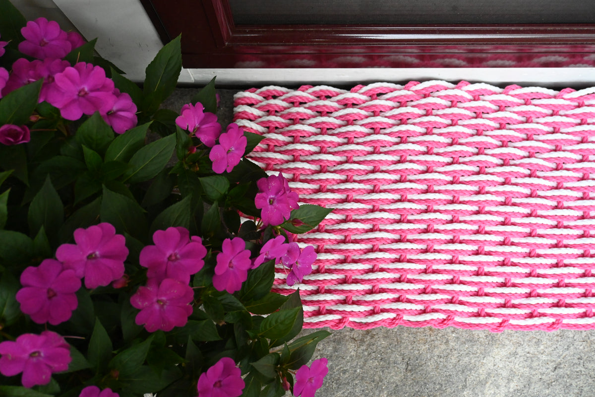Double Weave Rope Mat - Pink & White – Maine Rope Mats