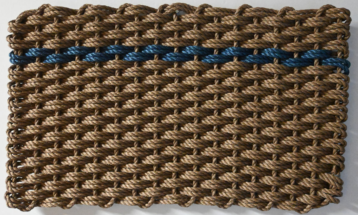 Three Stripes - Brown, Navy, Brown Rope Mat – Maine Rope Mats