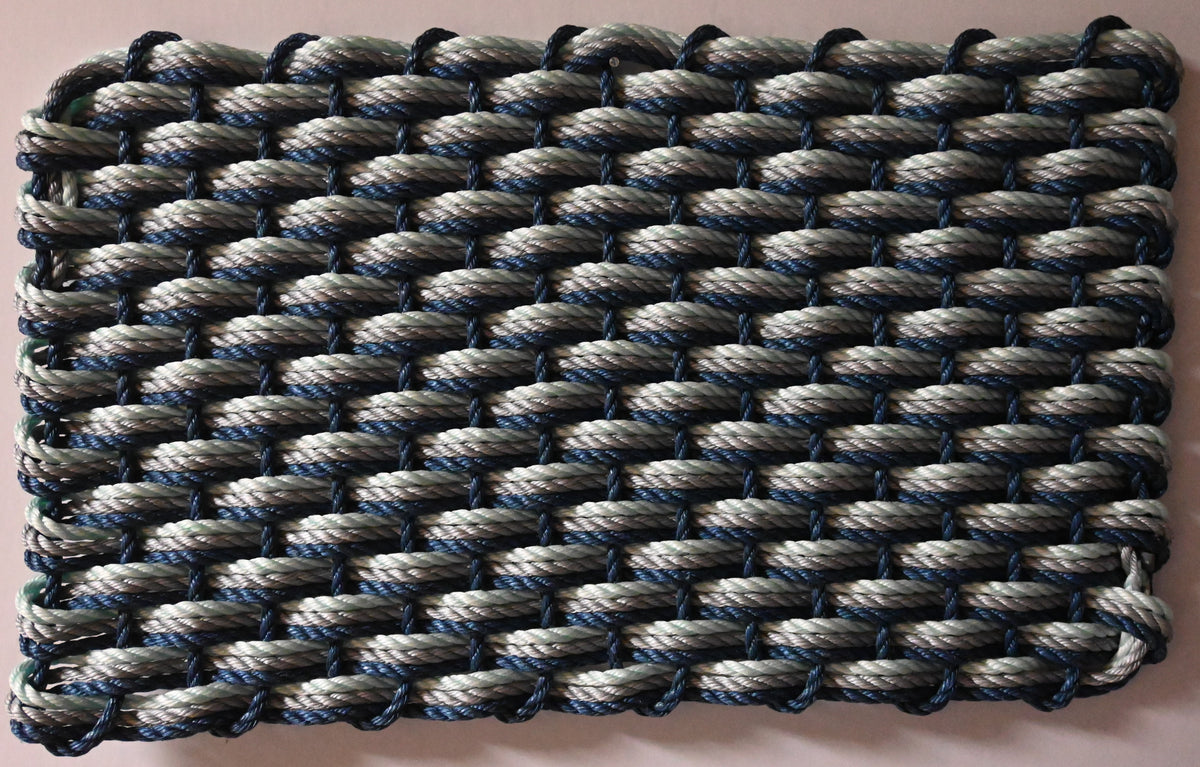 Triple Weave - Navy, Silver, Seafoam Rope Mat – Maine Rope Mats