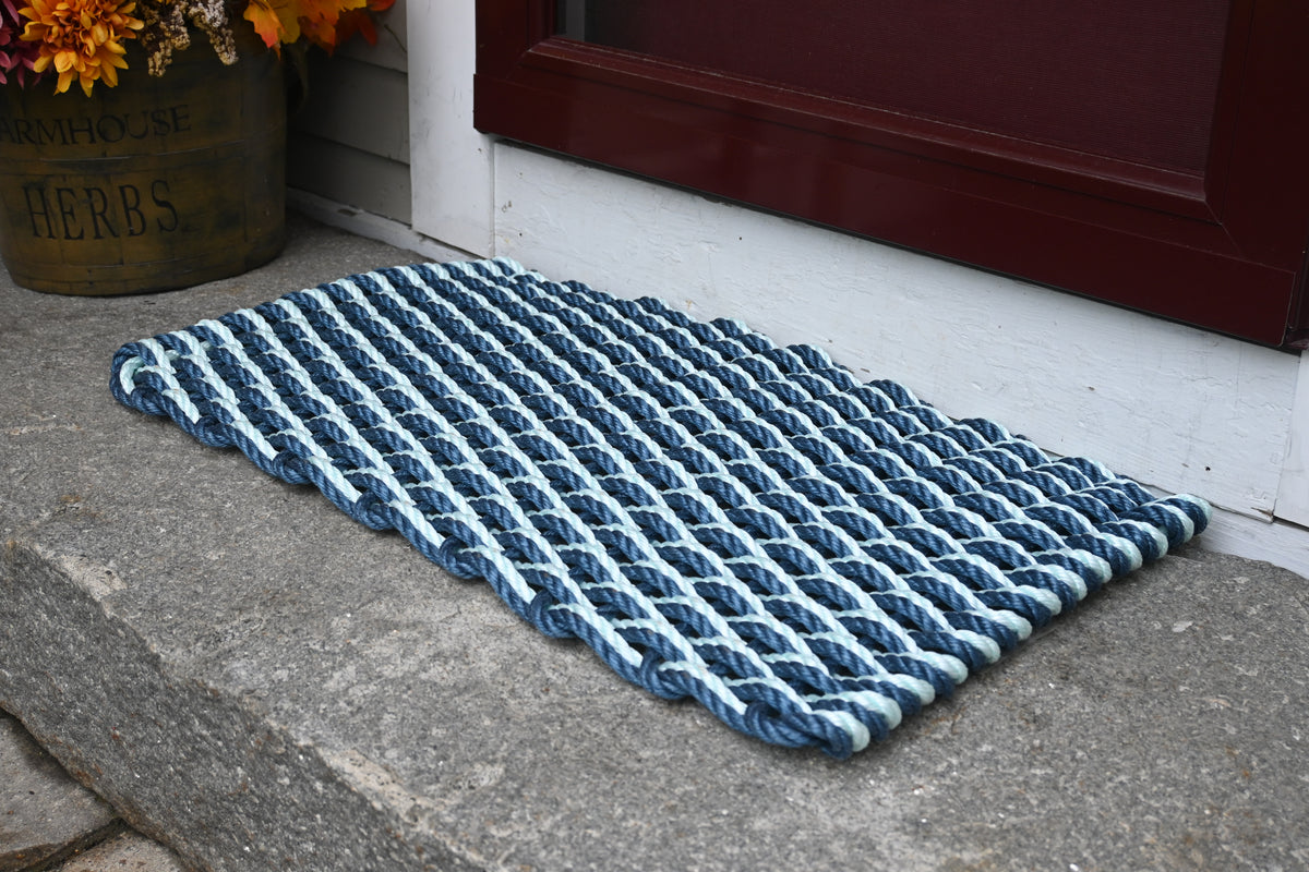 Double Weave Rope Mat - Navy, Seafoam โ Maine Rope Mats