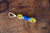 Yellow Key Chain with Light Blue & Pacific Blue Whipping - Maine Rope Mats