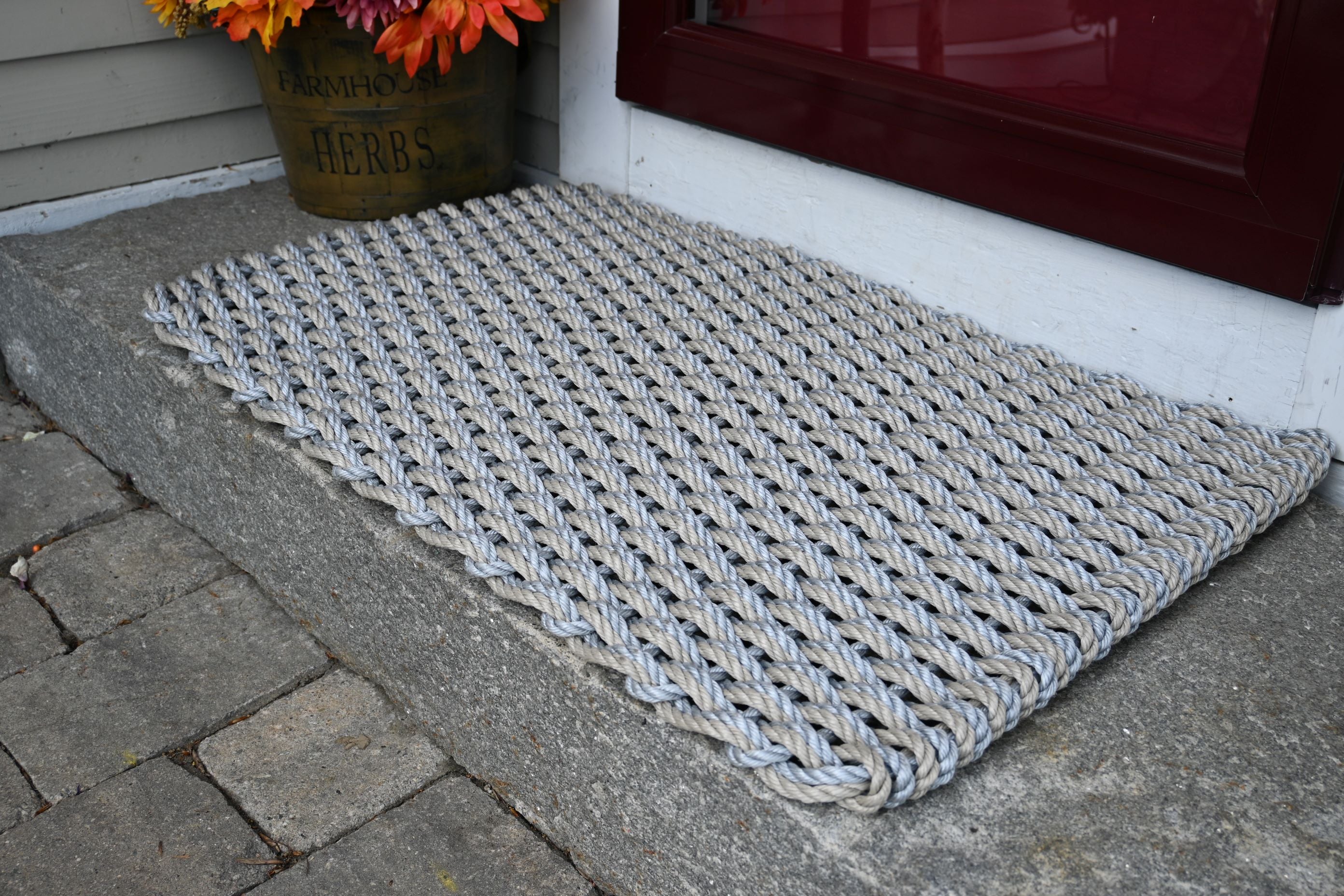 Double Weave Rope Mat - Dark Tan, Silver – Maine Rope Mats