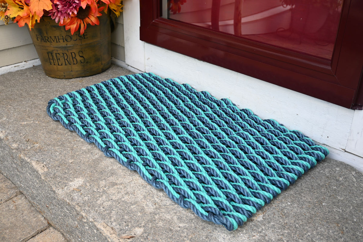Double Weave Rope Mat - Navy, Teal – Maine Rope Mats