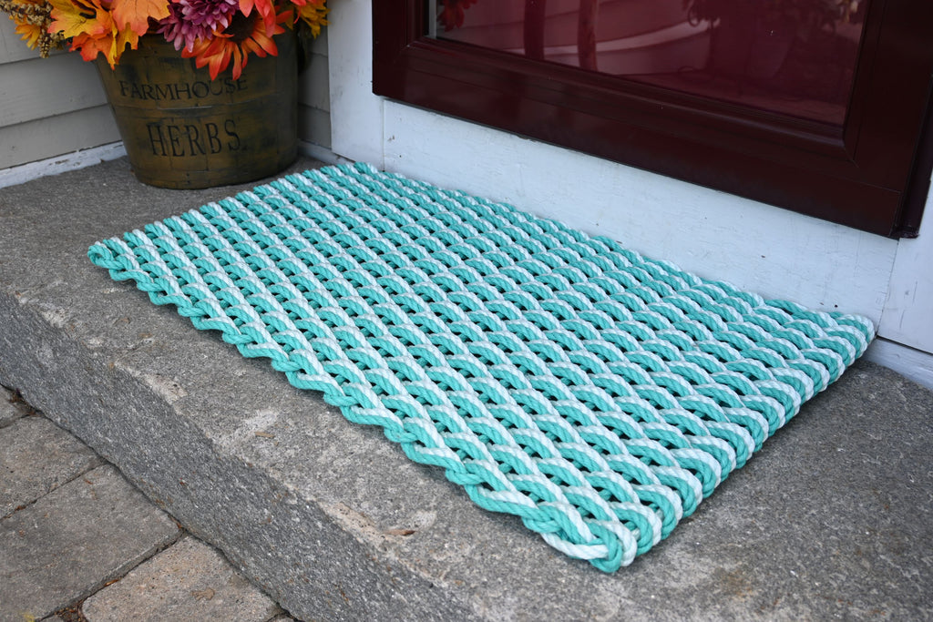 Double Weave Rope Mat - Teal, Seafoam – Maine Rope Mats